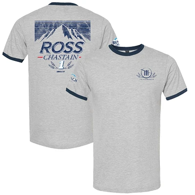 Men's Trackhouse Racing Team Collection Heather Gray Ross Chastain Busch Light Ringer T-Shirt