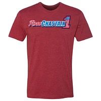 T-shirt pour homme Trackhouse Racing Team Collection Heather Red avec nom et numéro de Ross Chastain