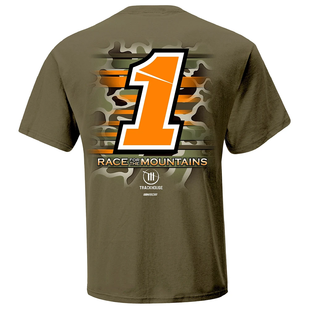 T-shirt camouflage léger Ross Chastain Busch vert militaire pour homme de la collection Trackhouse Racing Team