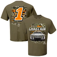 T-shirt camouflage léger Ross Chastain Busch vert militaire pour homme de la collection Trackhouse Racing Team