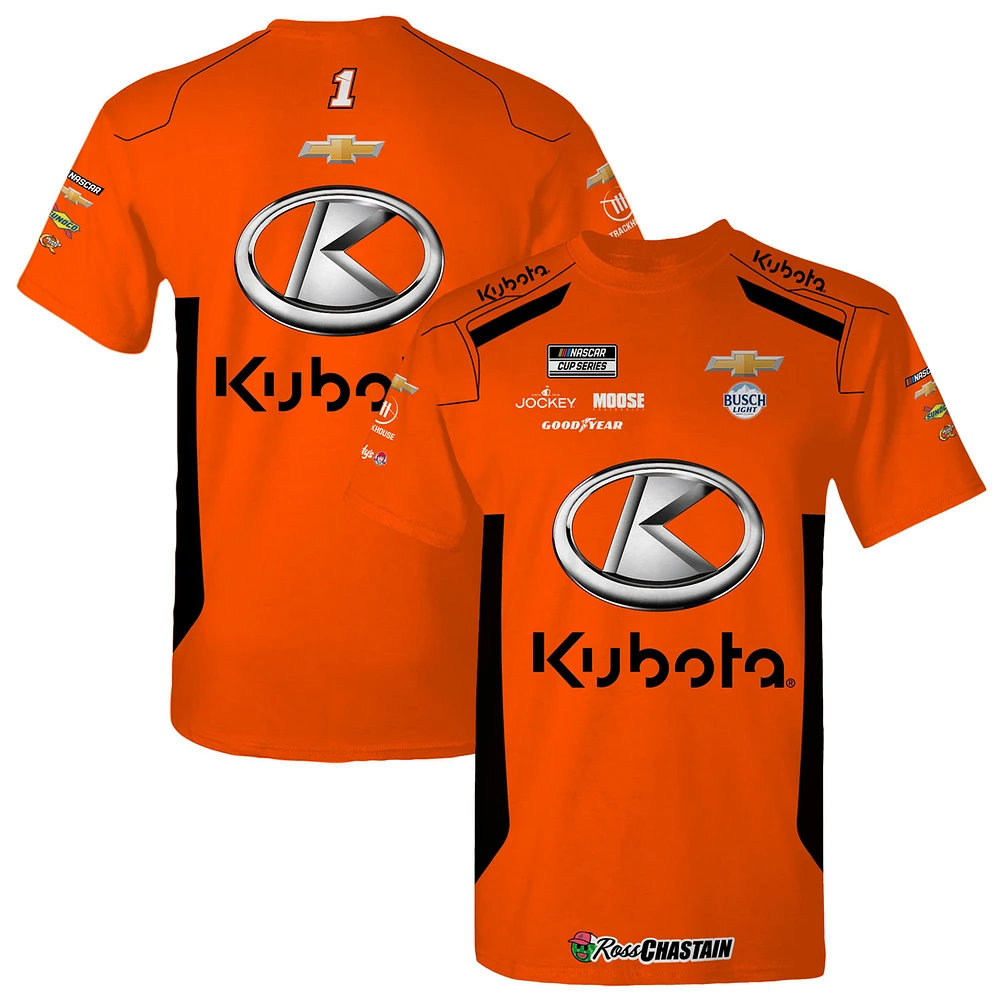 T-shirt orange pour homme de la collection Trackhouse Racing Team Ross Chastain Kubota