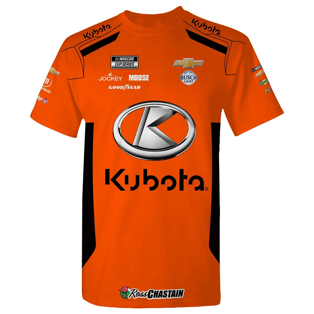 T-shirt orange pour homme de la collection Trackhouse Racing Team Ross Chastain Kubota