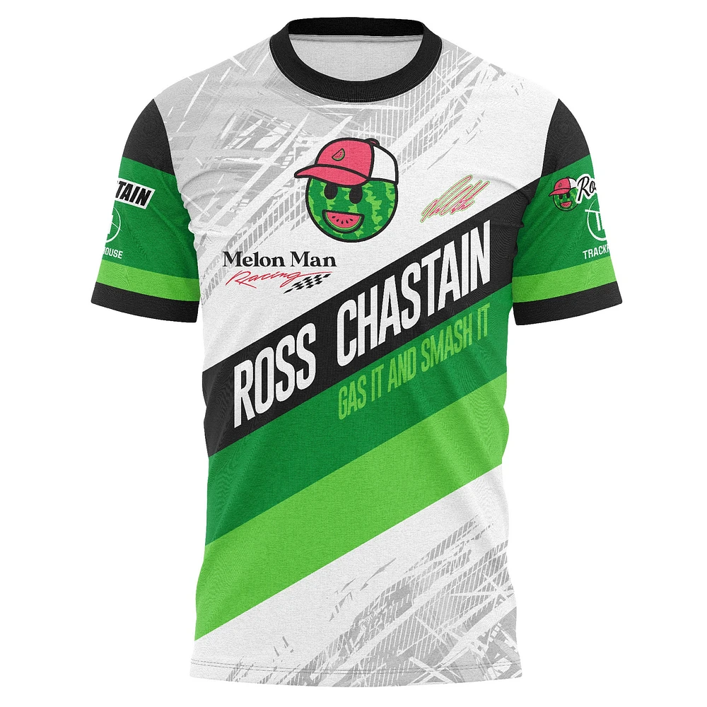 Men's Trackhouse Racing Team Collection White Ross Chastain Melon Man Gas It or Smash Sublimated T-Shirt
