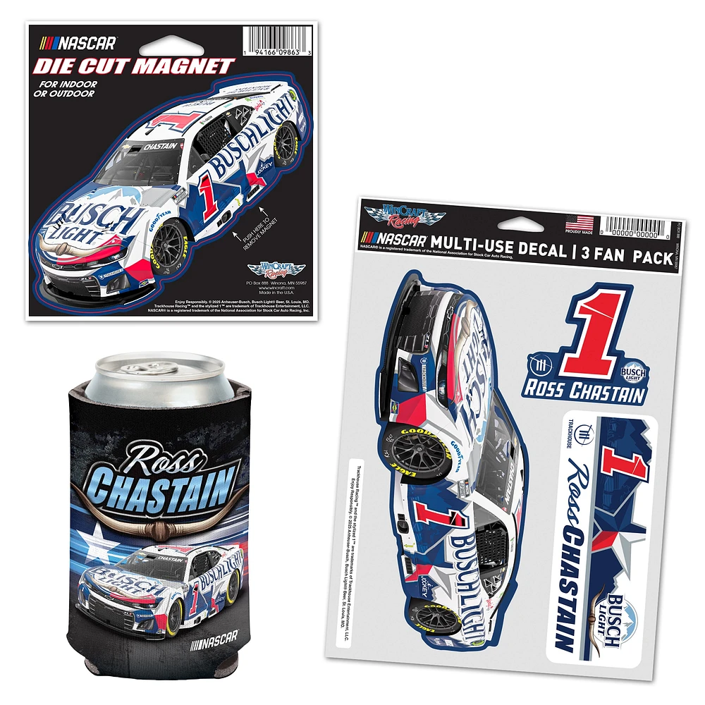 Pack de trois ventilateurs WinCraft Ross Chastain Busch Light