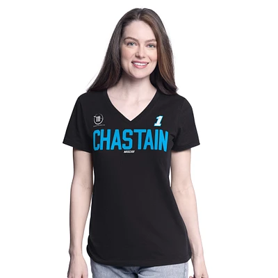 Women's G-III 4Her by Carl Banks  Black Ross Chastain Batter Up V-Neck T-Shirt