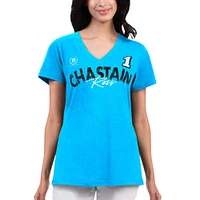 Women's G-III 4Her by Carl Banks Light Blue Ross Chastain Key Move V-Neck T-Shirt