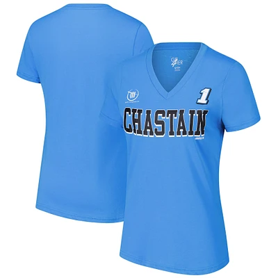 T-shirt à col en V bleu clair G-III 4Her de Carl Banks pour femme avec motif Ross Chastain Strategy