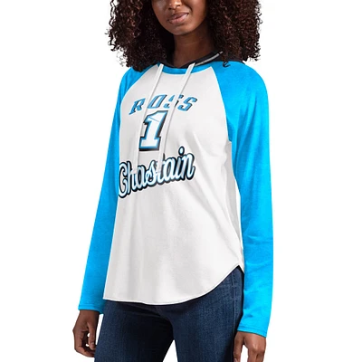 T-shirt blanc à manches longues et capuche G-III 4Her par Carl Banks pour femmes Ross Chastain MVP Raglan