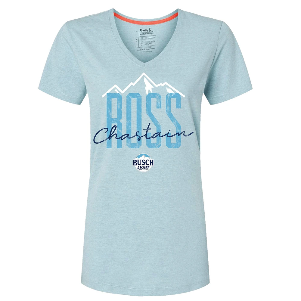 Women's Trackhouse Racing Team Collection Blue Ross Chastain Mountains V-Neck T-Shirt