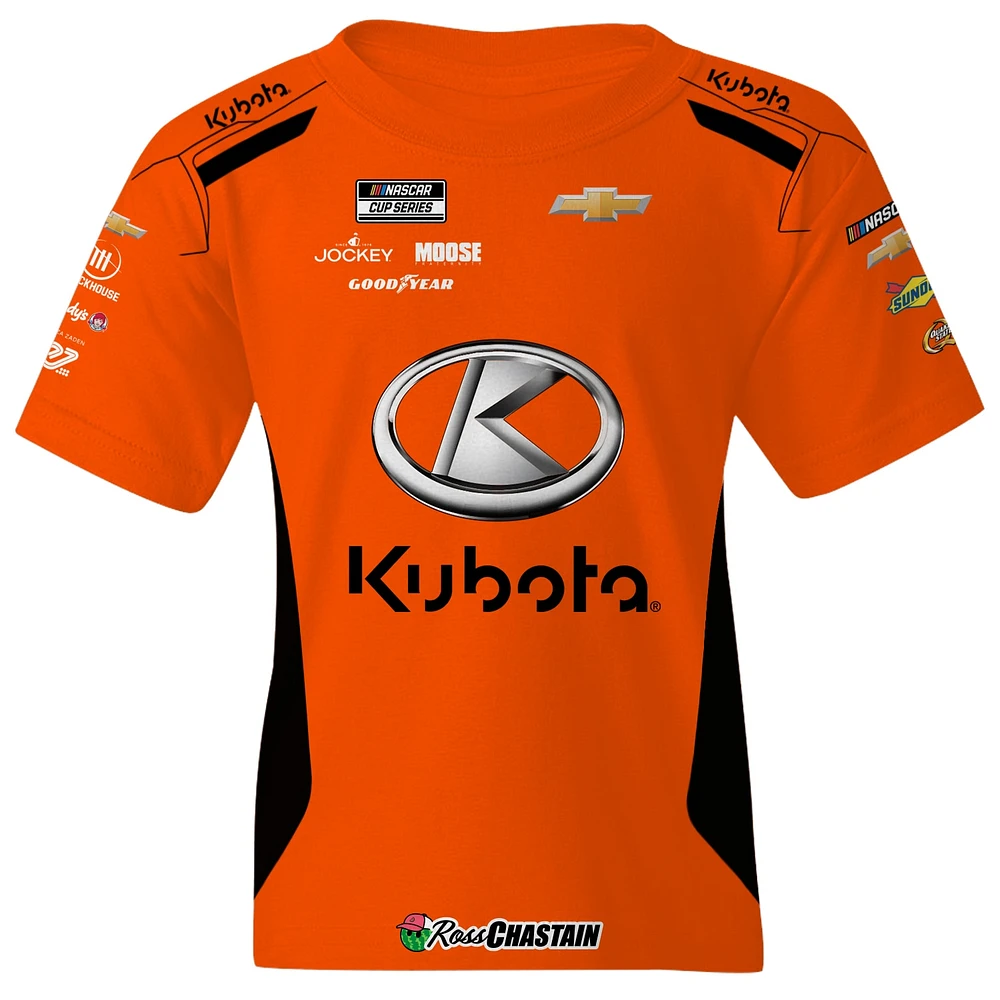 Youth Trackhouse Racing Team Collection  Orange Ross Chastain Kubota Uniform T-Shirt