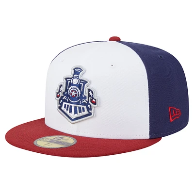 Men's New Era  White/Red Round Rock Express Authentic Collection 59FIFTY Fitted Hat
