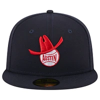 Casquette ajustée 59FIFTY pour hommes New Era Round Rock Express Theme Nights Austin Senators bleu marine