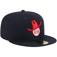 Casquette ajustée 59FIFTY pour hommes New Era Round Rock Express Theme Nights Austin Senators bleu marine