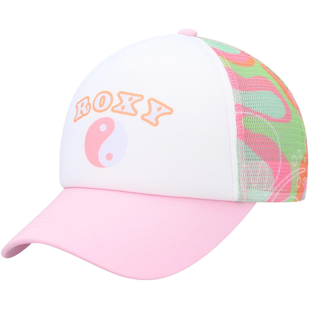 Women's Roxy White Donut Spain Trucker Snapback Hat