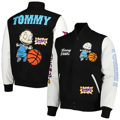 Rugrats Freeze Max Tommy Basketball Full-Zip Varsity Jacket - Black/White