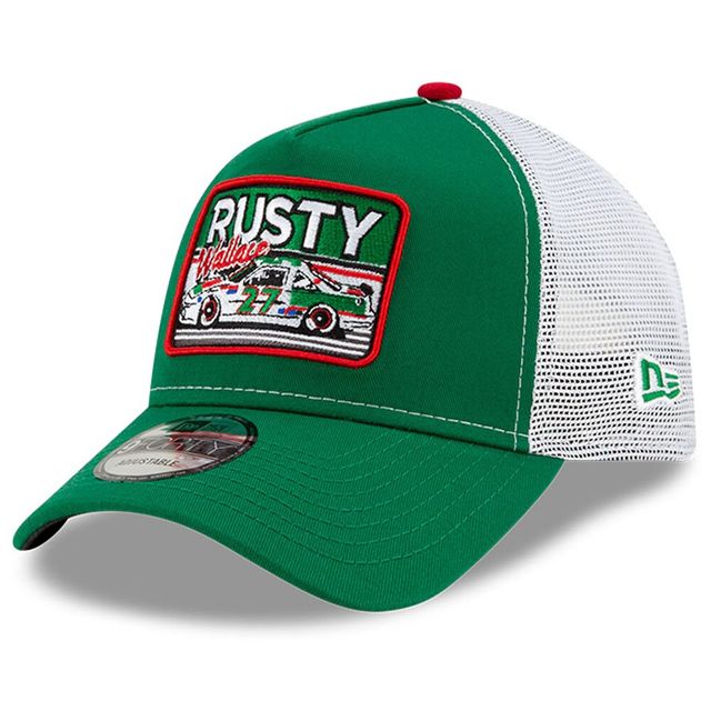 Casquette de camionneur ajustable en A 9FORTY Rusty Wallace Legends New Era pour homme, vert/blanc