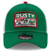 Men's New Era Green/White Rusty Wallace Legends 9FORTY A-Frame Adjustable Trucker Hat