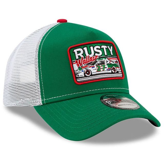 Casquette de camionneur ajustable en A 9FORTY Rusty Wallace Legends New Era pour homme, vert/blanc