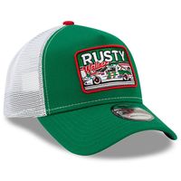 Men's New Era Green/White Rusty Wallace Legends 9FORTY A-Frame Adjustable Trucker Hat