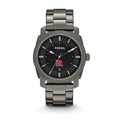 Rutgers Scarlet Knights Fossil Machine Smoke Stainless Steel Watch