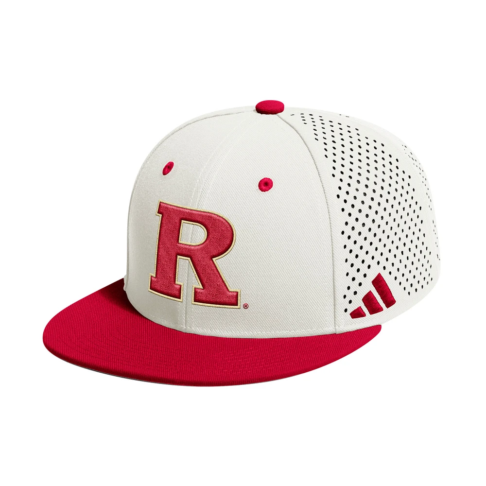Men's adidas  Cream Rutgers Scarlet Knights On-Field Fitted Baseball Hat