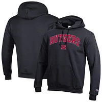 Men's Champion  Black Rutgers Scarlet Knights Arch Over Logo Pullover Hoodie