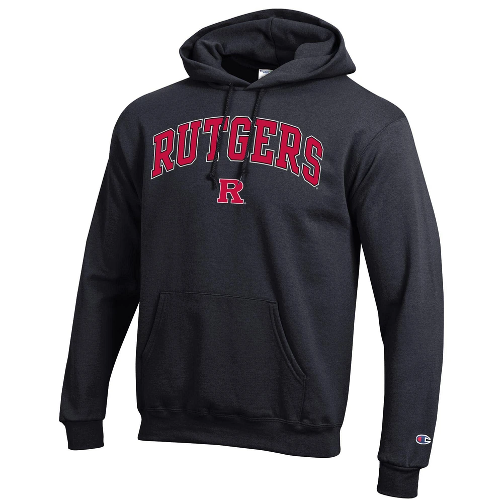Men's Champion  Black Rutgers Scarlet Knights Arch Over Logo Pullover Hoodie