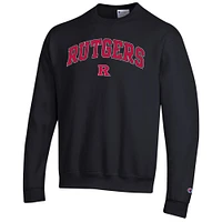 Men's Champion  Black Rutgers Scarlet Knights Arch Over Logo Pullover Sweatshirt