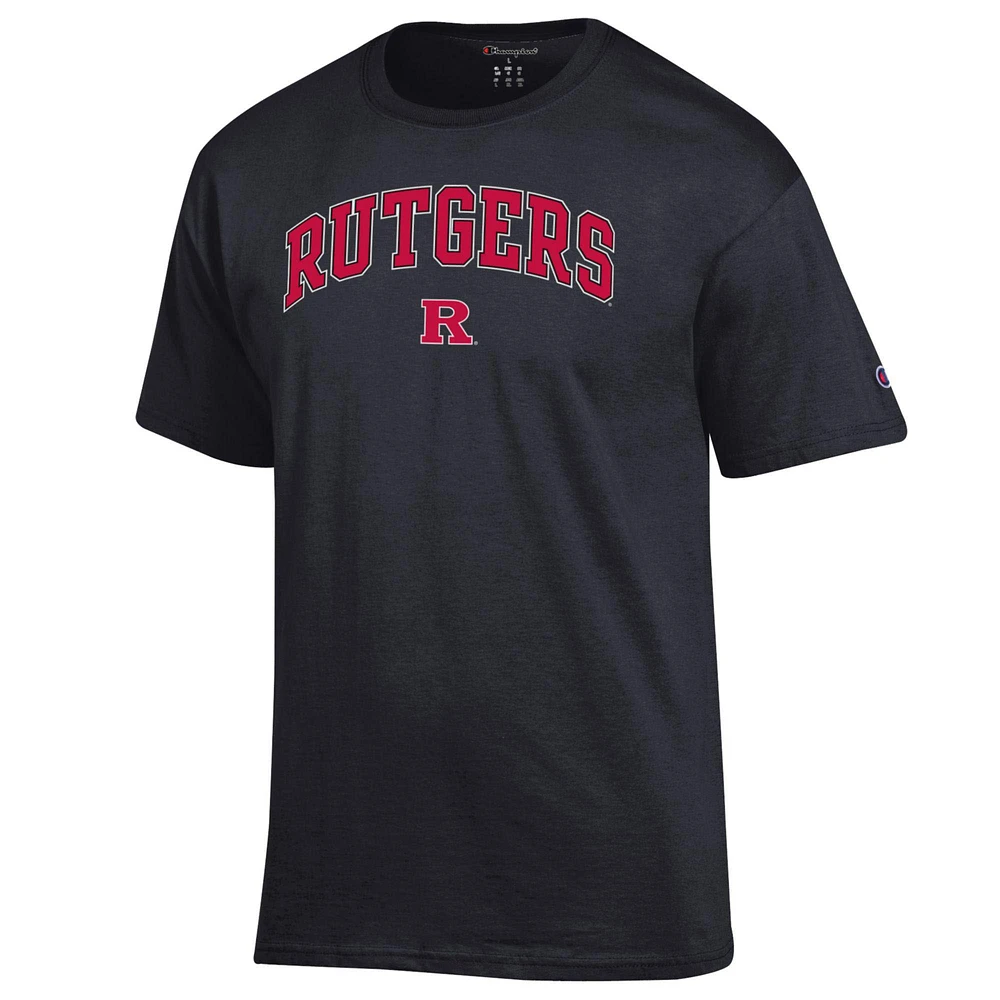 Men's Champion  Black Rutgers Scarlet Knights Arched Logo T-Shirt