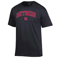 Men's Champion  Black Rutgers Scarlet Knights Arched Logo T-Shirt