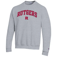 Men's Champion  Heather Gray Rutgers Scarlet Knights Arch Over Logo Pullover Sweatshirt