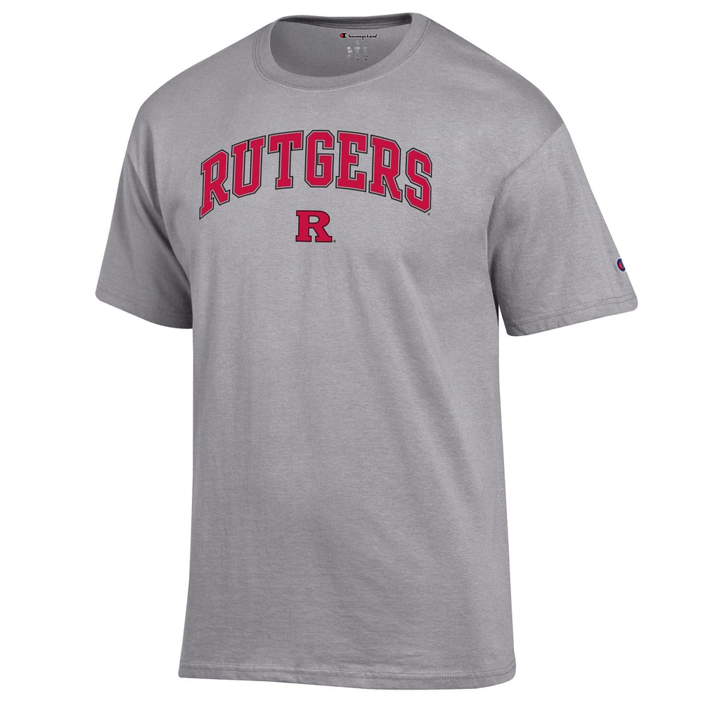 Men's Champion  Heather Gray Rutgers Scarlet Knights Arch Over Logo T-Shirt