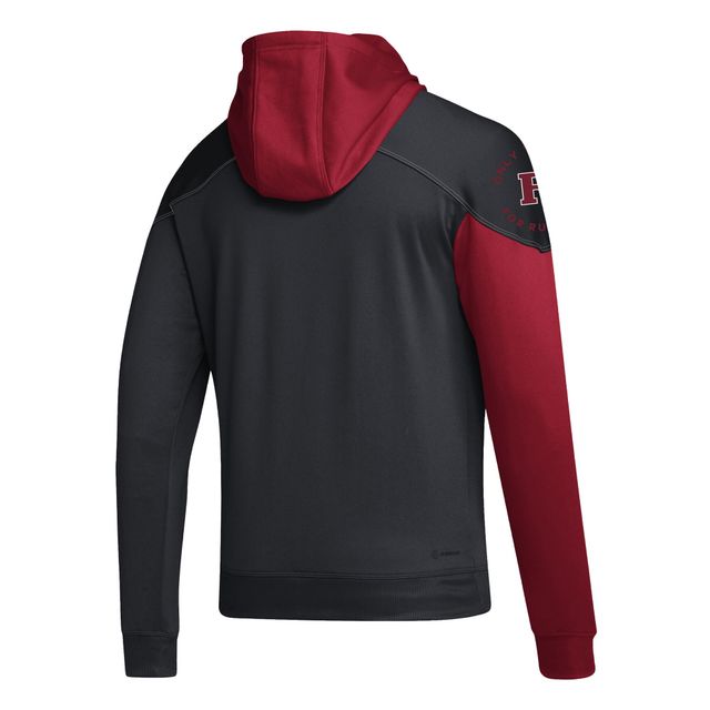 Sweat à capuche AEROREADY pour homme Adidas Rutgers Scarlet Knights Block Stadium noir/écarlate