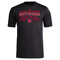 Men's adidas Black Rutgers Scarlet Knights Locker Football Pre-Game AEROREADY T-Shirt