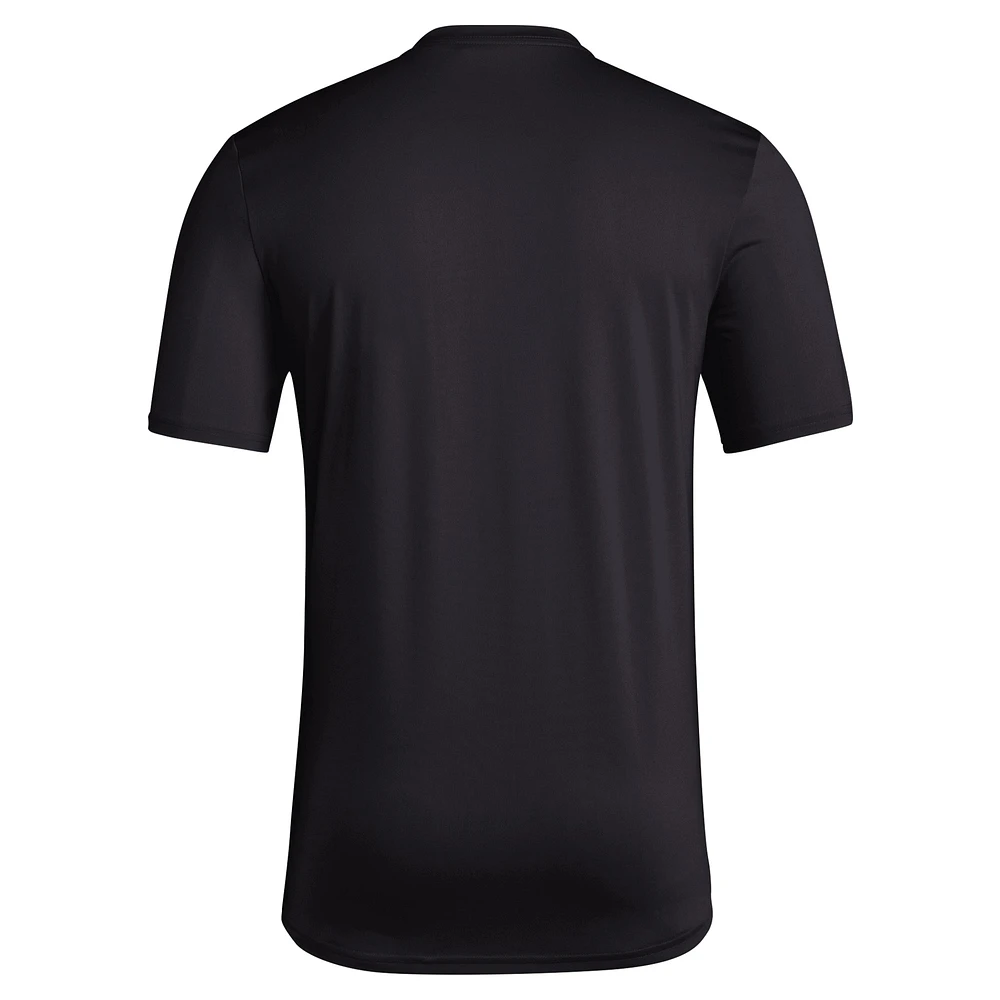 Men's adidas Black Rutgers Scarlet Knights Locker Football Pre-Game AEROREADY T-Shirt