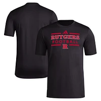Men's adidas Black Rutgers Scarlet Knights Locker Football Pre-Game AEROREADY T-Shirt