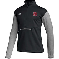 Men's adidas Black Rutgers Scarlet Knights Sideline AEROREADY Half-Zip Top