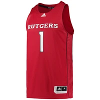 Men's adidas #1 Scarlet Rutgers Knights Team Swingman Basketball Jersey
