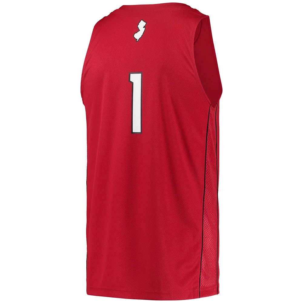 Men's adidas #1 Scarlet Rutgers Knights Team Swingman Basketball Jersey