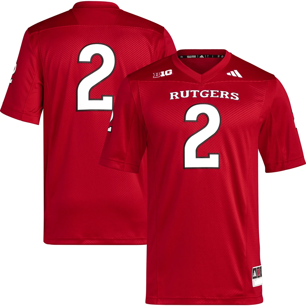 adidas #2 Scarlet Rutgers Knights Premier Maillot de football pour homme