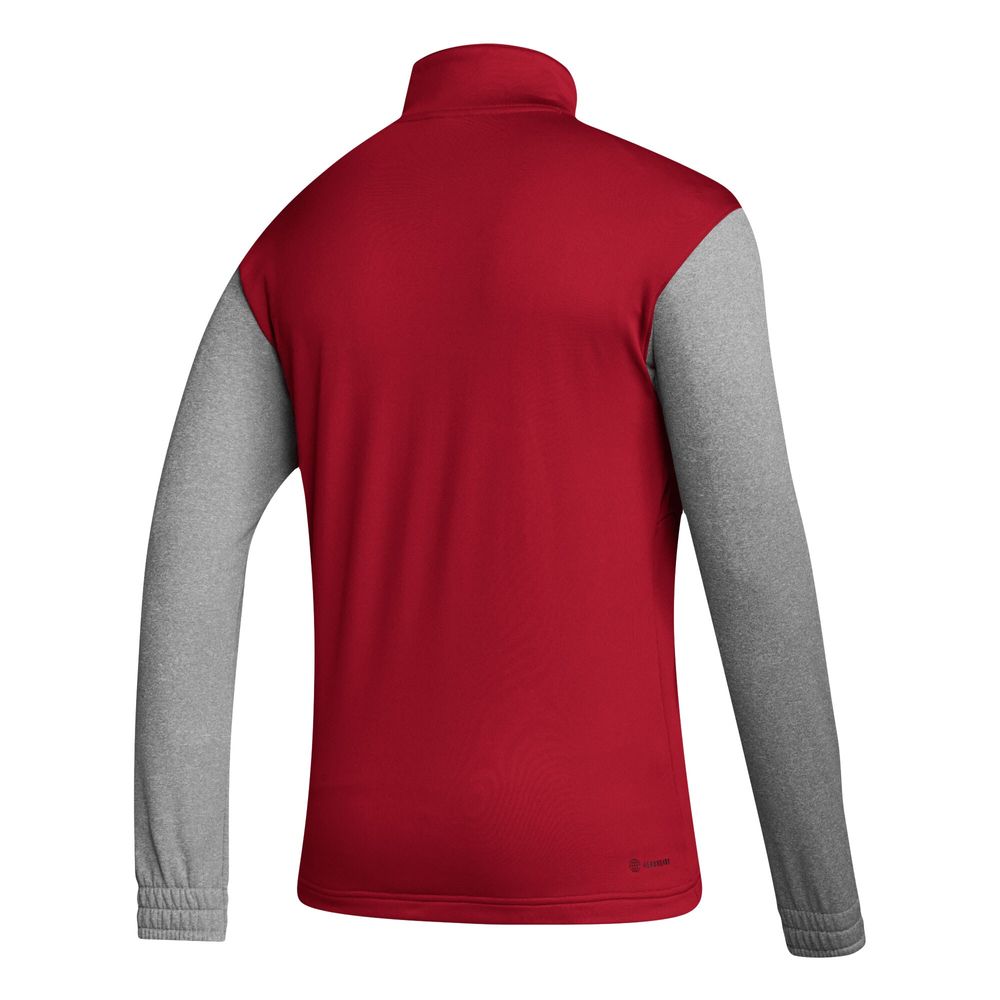 Men's adidas Scarlet/Heathered Gray Rutgers Scarlet Knights Team AEROREADY Half-Zip Top