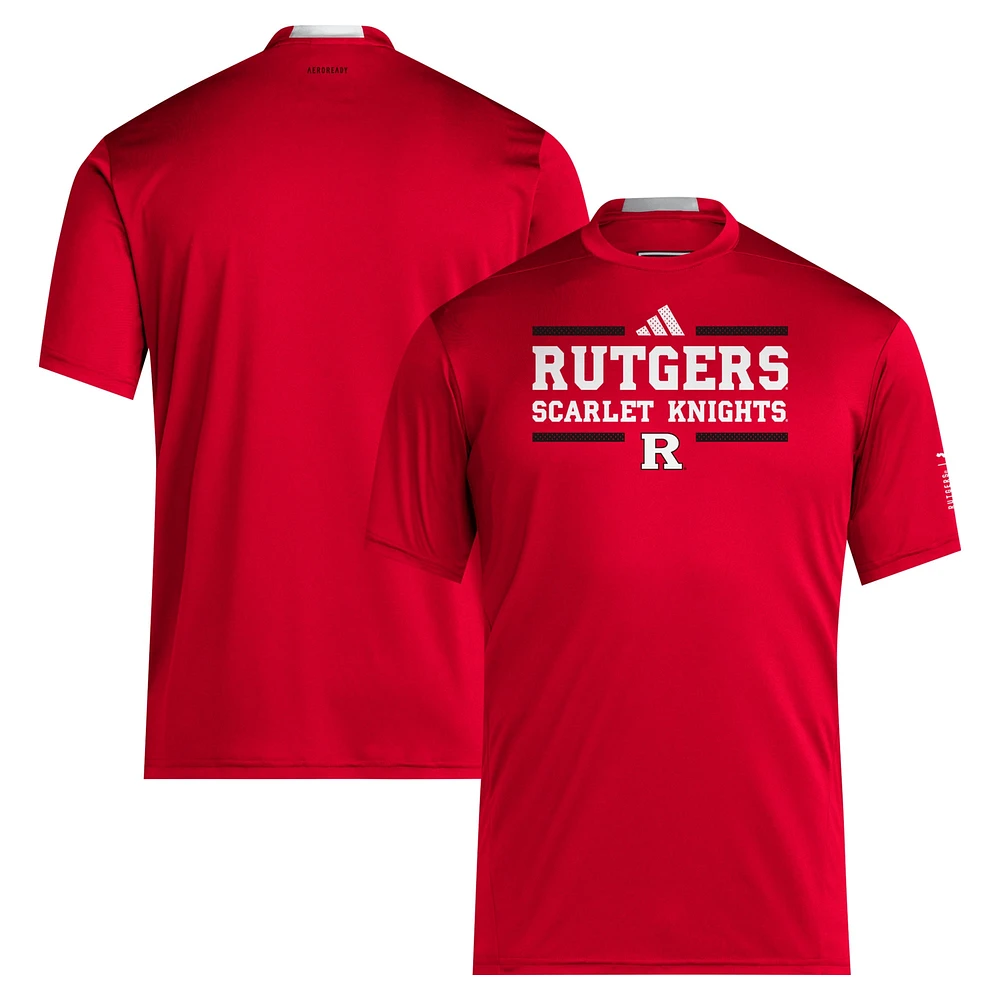 Men's adidas Scarlet Rutgers Knights 2024 Sideline AEROREADY T-Shirt