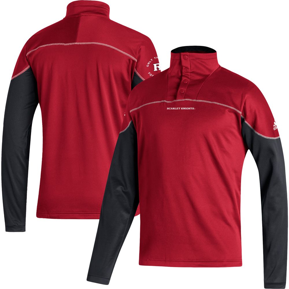 Men's adidas Scarlet Rutgers Knights AEROREADY Knit Quarter-Snap Jacket