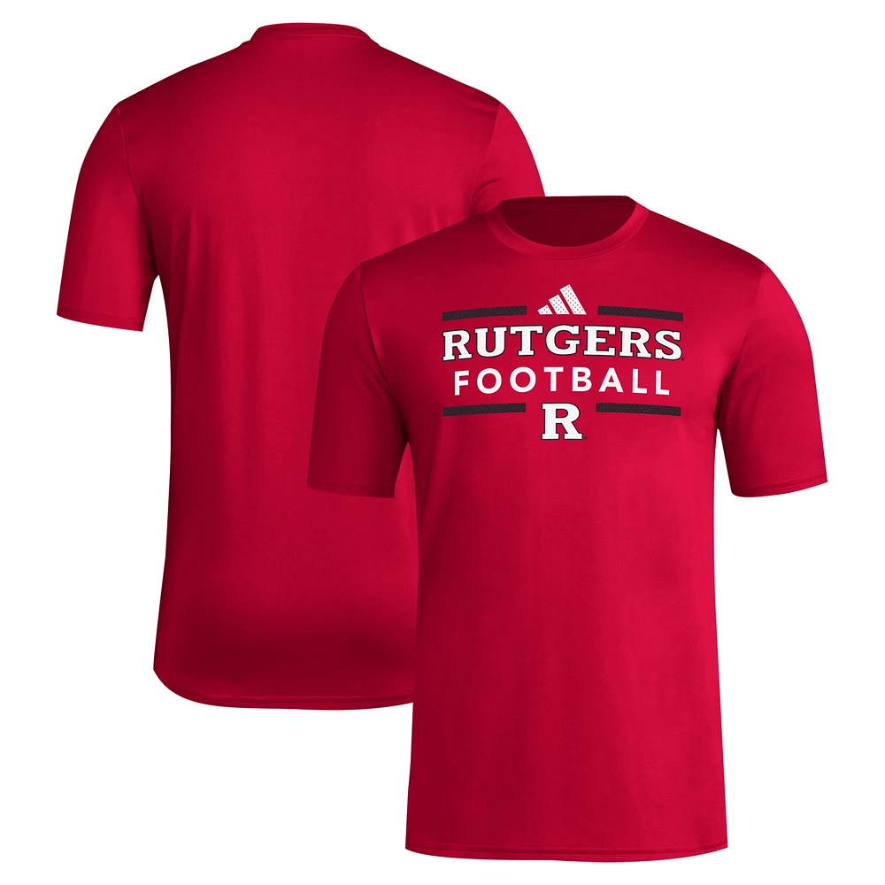 T-shirt d'avant-match de football adidas Scarlet Rutgers Knights Locker AEROREADY pour hommes