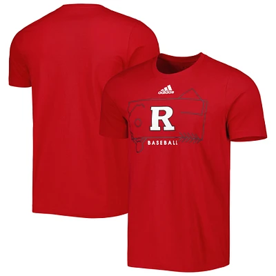 T-shirt adidas Scarlet Rutgers Knights Locker Lines Baseball Fresh pour hommes