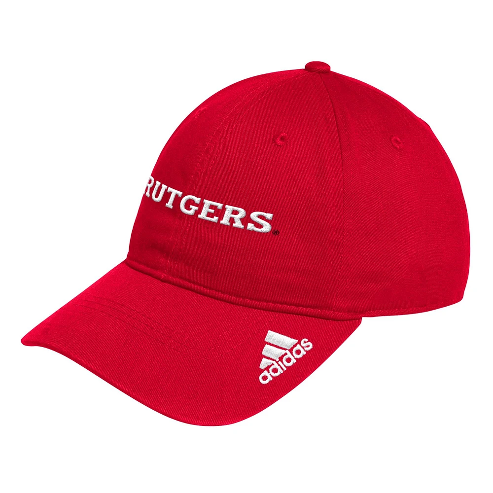 Men's adidas Scarlet Rutgers Scarlet Knights Locker Room Wordmark Slouch Adjustable Hat