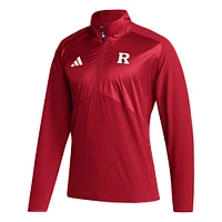 Men's adidas Scarlet Rutgers Knights Sideline AEROREADY Raglan Sleeve Quarter-Zip Jacket