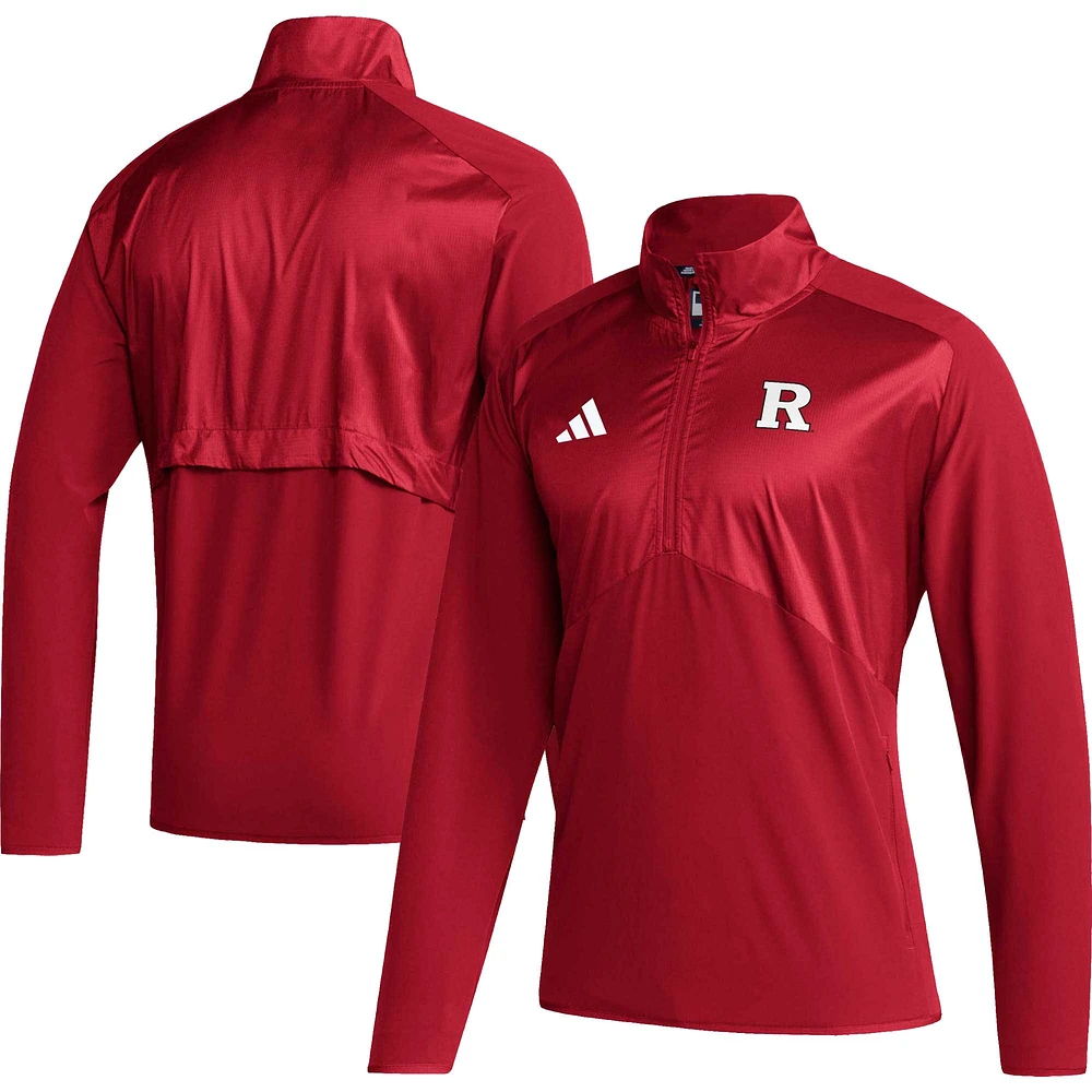 Adidas Scarlet Rutgers Knights Sideline AEROREADY Veste zippée à manches raglan pour homme