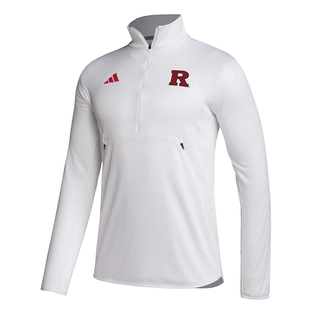 Haut demi-zip AEROREADY Sideline pour homme adidas Rutgers Scarlet Knights 2023, blanc