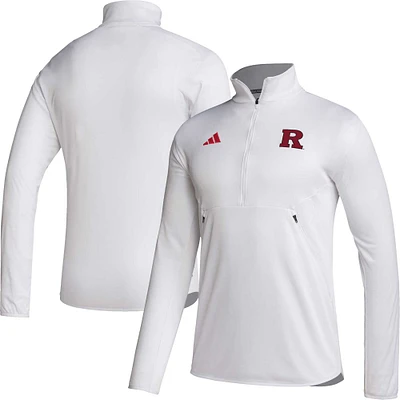 Haut demi-zip AEROREADY Sideline pour homme adidas Rutgers Scarlet Knights 2023, blanc